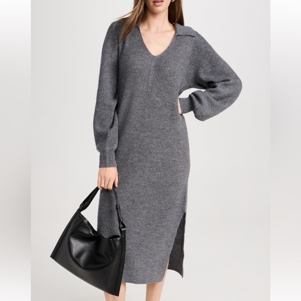 Wyeth Presidio Cashmere Gray Ribbed Sweater Knit Dress